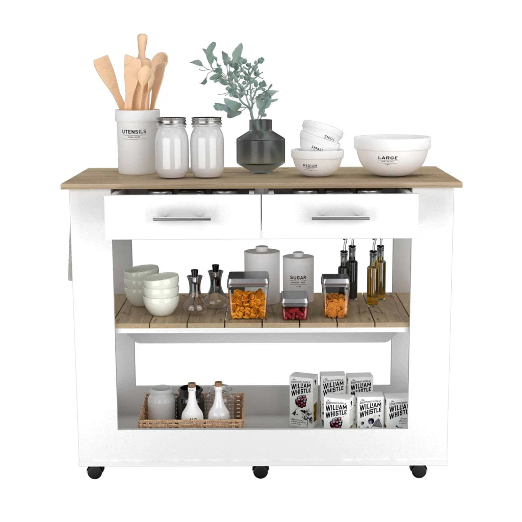 Starmount Isle Two-Drawer Open Shelf Kitchen Cart