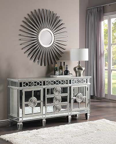 Varian Mirrored and Platinum Finish Sideboard Server