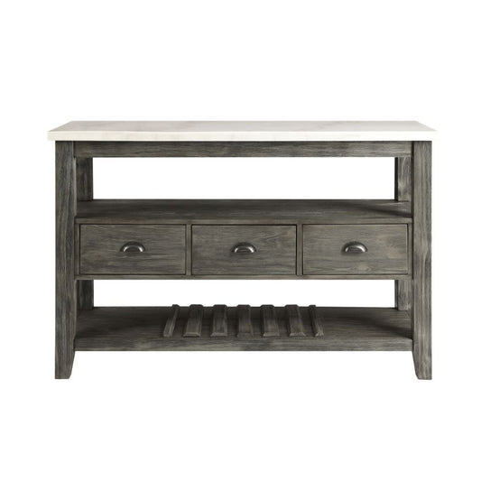 Merel White Marble and Gray Finish Sideboard Server