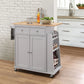 Tullarick Elegant Grey Wooden Top Kitchen Cart