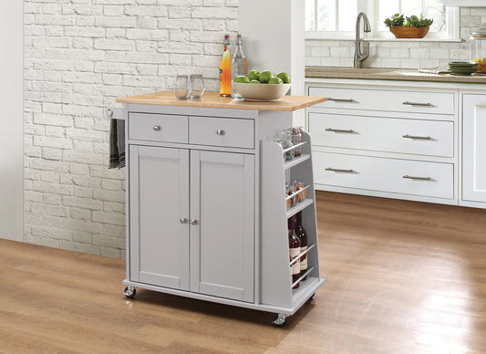 Tullarick Elegant Grey Wooden Top Kitchen Cart