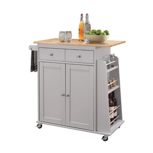 Tullarick Elegant Grey Wooden Top Kitchen Cart