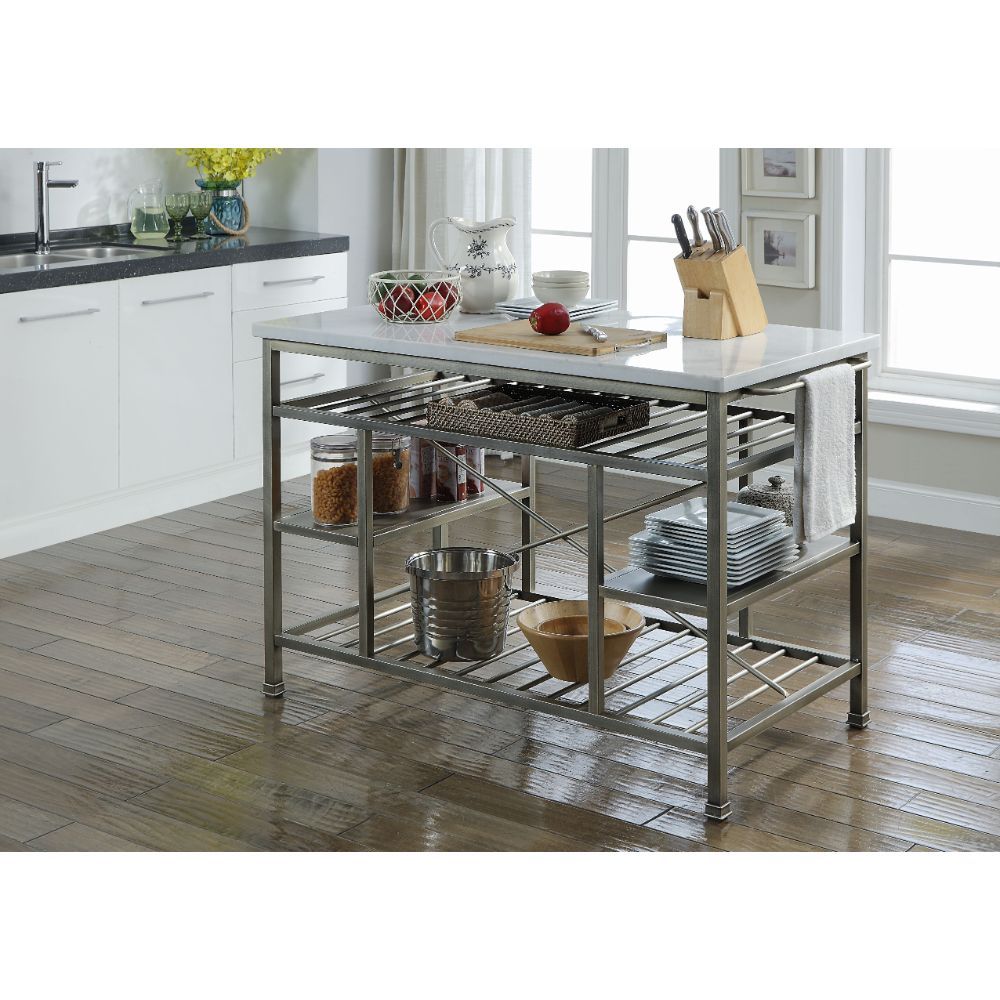 Lanzo Metal Frame Modern Kitchen Island