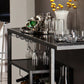 Contemporary Style Metal Bar Cart With Tempered Glass Shelves in Gunmetal Gray