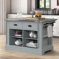 Urrur Steel Top with Grey Finish Kitchen Island