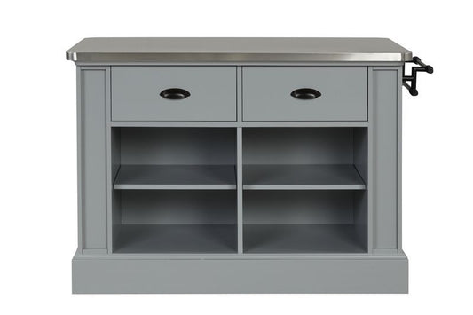 Urrur Steel Top with Grey Finish Kitchen Island