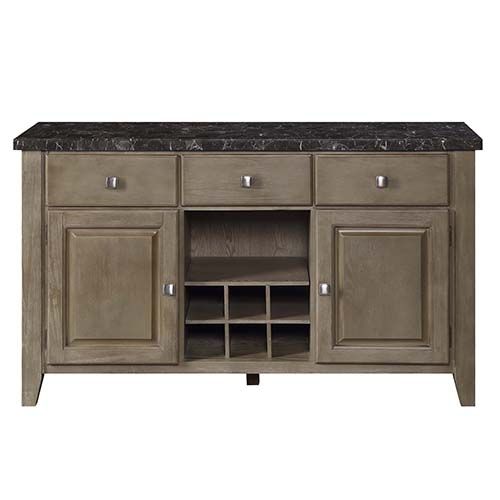 Charnell Oak and Dark Marble Server Sideboard